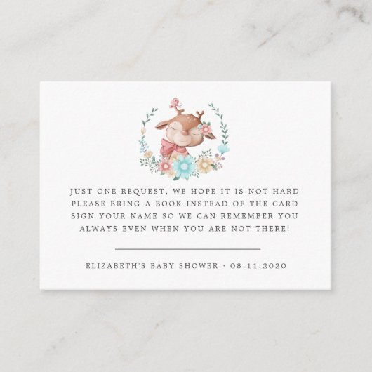 Bosdieren baby Herten baby shower Informatiekaartje (Voorkant)