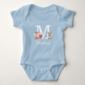 Bosdieren Baby Jongen Initiaal Monogram Romper (Voorkant)