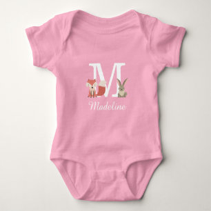 Bosdieren Baby Meisje Initiaal Monogram Romper