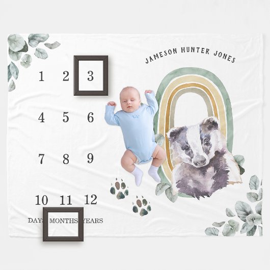 Bosdieren | Baby Mijlpaaldeken Fleece Deken