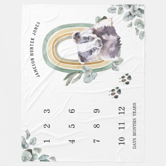 Bosdieren | Baby Mijlpaaldeken Fleece Deken (Voorkant)