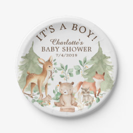 Bosdieren Baby shower 7" Bord