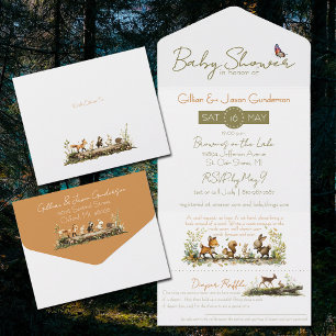 Bosdieren Baby Shower All In One Uitnodiging
