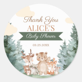 Bosdieren Baby Shower Bedankje Favor Ronde Sticker
