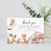 Bosdieren Baby Shower Bedankkaart (Staand voorkant)