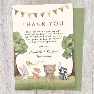 Bosdieren Baby Shower Bedankkaart