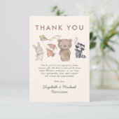 Bosdieren Baby Shower Bedankkaart (Staand voorkant)