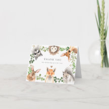 Bosdieren Baby Shower Bedankkaart