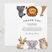 Bosdieren Baby Shower Bedankkaart (Voorkant / Achterkant)