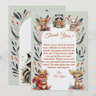 Bosdieren Baby Shower Bedankkaart Cute F