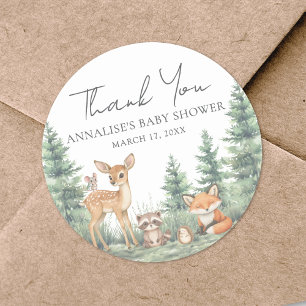 Bosdieren Baby Shower Bedankt Ronde Sticker