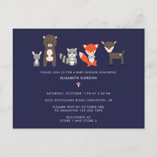 Bosdieren Baby shower Bos Schattige Briefkaart (Voorkant)