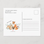 Bosdieren baby shower briefkaart (Achterkant)