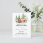 Bosdieren baby shower briefkaart (Staand voorkant)
