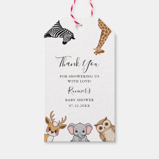 Bosdieren Baby Shower Cadeaulabel (Voorkant)