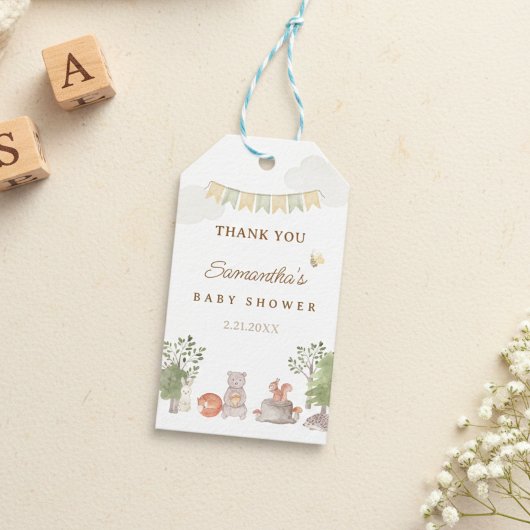 Bosdieren Baby Shower Cadeaulabel
