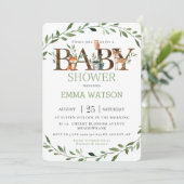 Bosdieren Baby shower Chique groen Neutraal Kaart (Staand voorkant)