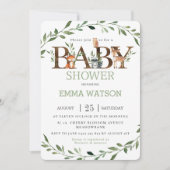Bosdieren Baby shower Chique groen Neutraal Kaart (Voorkant)