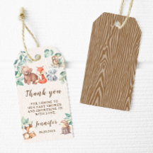 Bosdieren baby shower dank u geschenk labels