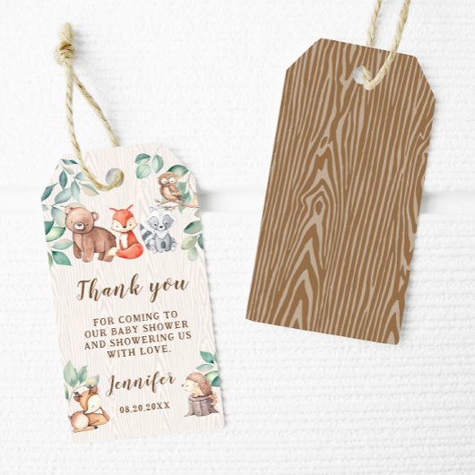 Bosdieren baby shower dank u geschenk labels cadeaulabel