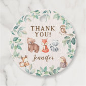 Bosdieren baby shower dank u labels (Voorkant)