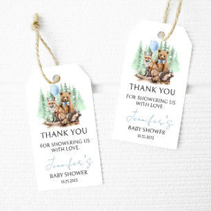 Bosdieren baby shower dank u labels cadeaulabel