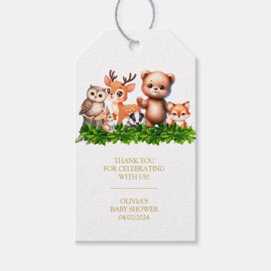 Bosdieren Baby shower Dank U Labels Cadeaulabel (Voorkant)