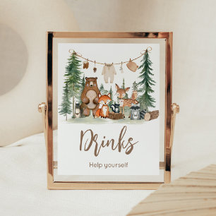 Bosdieren Baby Shower Drankjes Bord Poster