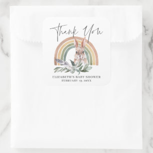 Bosdieren   Baby shower Favor Vierkante Sticker