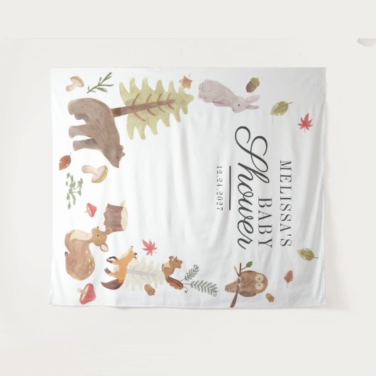 Bosdieren Baby Shower Fotohokje Achtergrond Wandkleed (Voorkant (horizontaal))