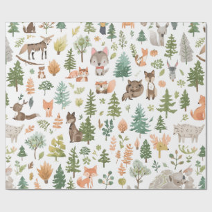 Bosdieren baby shower geslacht neutraal cadeaupapier