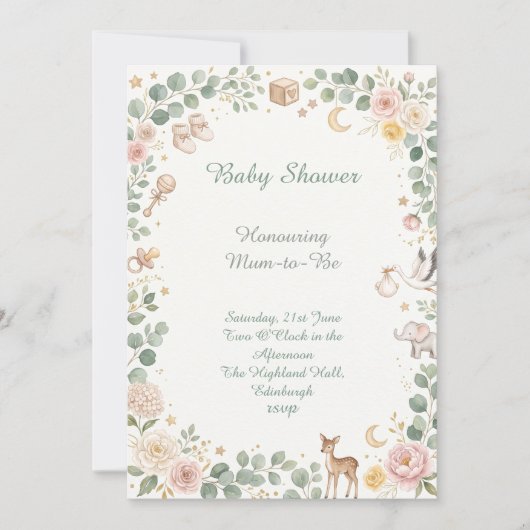 Bosdieren Baby Shower Kaart (Voorkant)