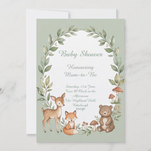 Bosdieren Baby Shower Kaart (Voorkant)