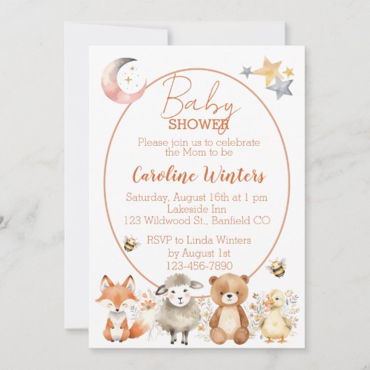 Bosdieren Baby Shower   Kaart (Voorkant)