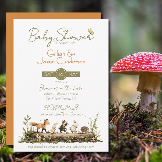 Bosdieren Baby Shower Kaart