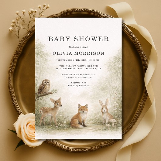Bosdieren Baby Shower Kaart