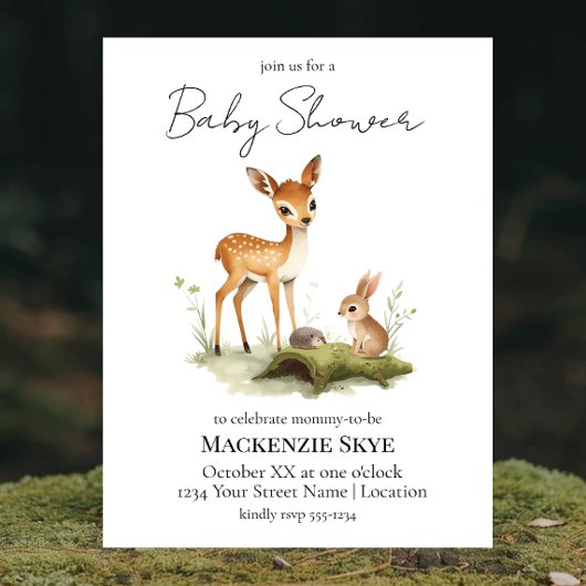 Bosdieren Baby Shower Kaart