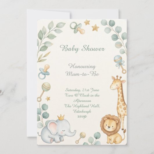 Bosdieren Baby Shower Kaart (Voorkant)