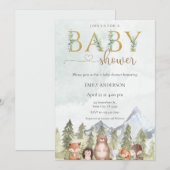 Bosdieren Baby Shower Kaart (Voorkant / Achterkant)