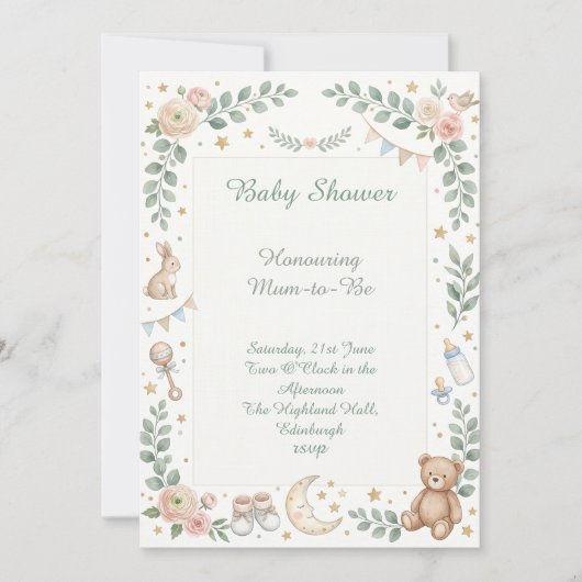 Bosdieren Baby Shower Kaart (Voorkant)