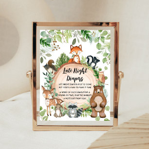 Bosdieren Baby Shower Late Night Luiers Bord Poster