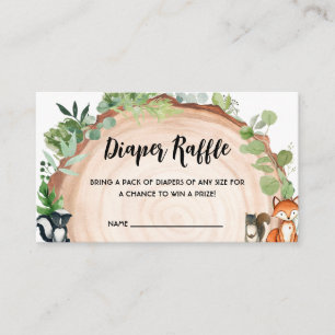 Bosdieren Baby Shower Luier Raffle Informatiekaartje