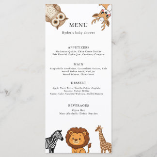 Bosdieren Baby Shower Menu
