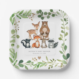 Bosdieren Baby Shower Papieren Borden Bordje
