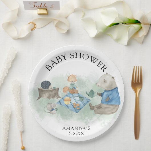 Bosdieren - baby shower papieren bordje (Huwelijk)