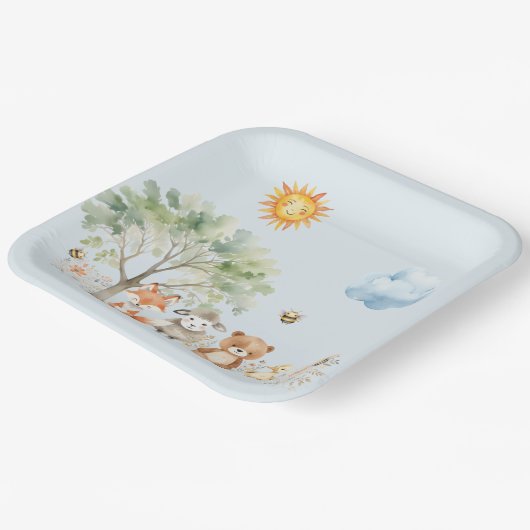 Bosdieren Baby Shower   Papieren Bordje (Gebogen)