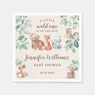 Bosdieren baby shower papieren servetten