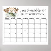 Bosdieren Baby Shower Raad de Datum Kalender Poster (Voorkant)