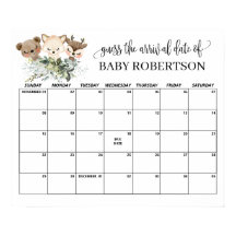 Bosdieren Baby Shower Raad de Datum Kalender