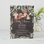 Bosdieren Baby Shower Schoolbord Kaart (Staand voorkant)